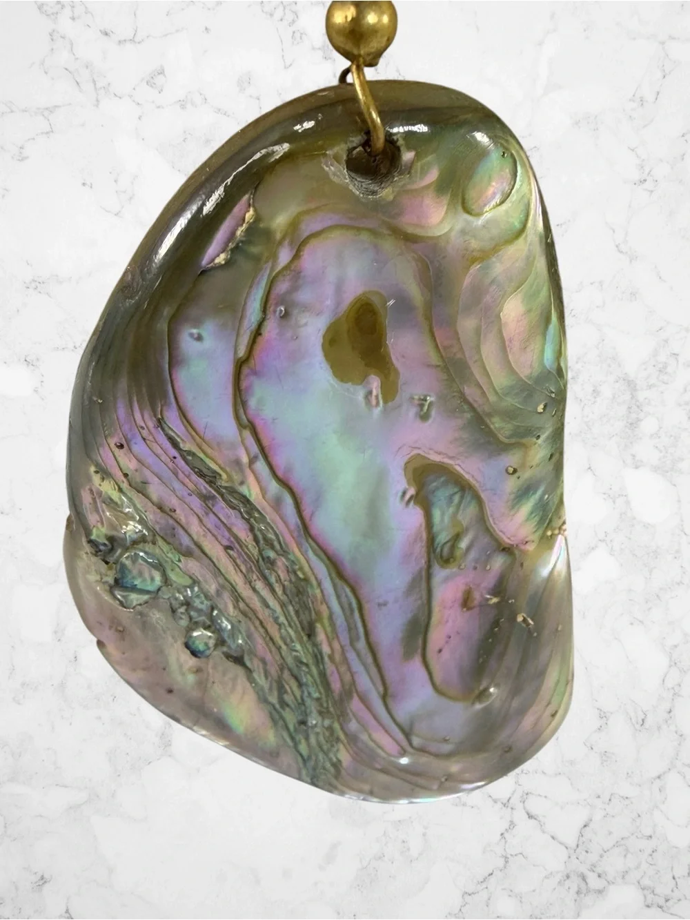 Boho Natural Abalone Shell MOP Statement Necklace Iridescent Chip Beaded 19”